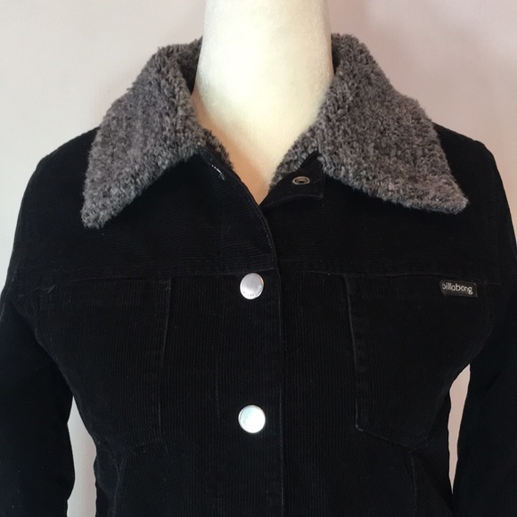 Black cord Billabong short Jacket Sz S - Picture 3 of 16